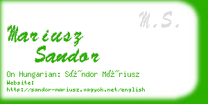 mariusz sandor business card